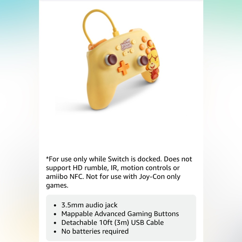 ‼️CLEARANCE‼️ PowerA Enhanced Wired Controller - Animal Crossing: Isabelle - Picture 9 of 14